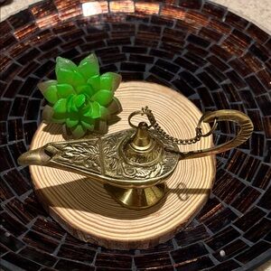 Vintage Lacquered Brass Decorative Genie Lamp figurine